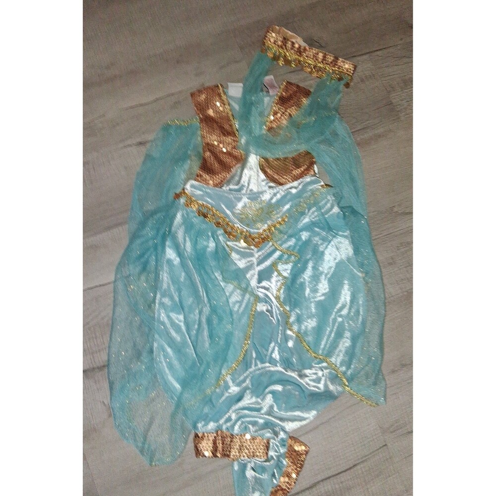 Girls Jasmine Aladdin Costume with Cape and Pants head set 3 pieces sz 7-8